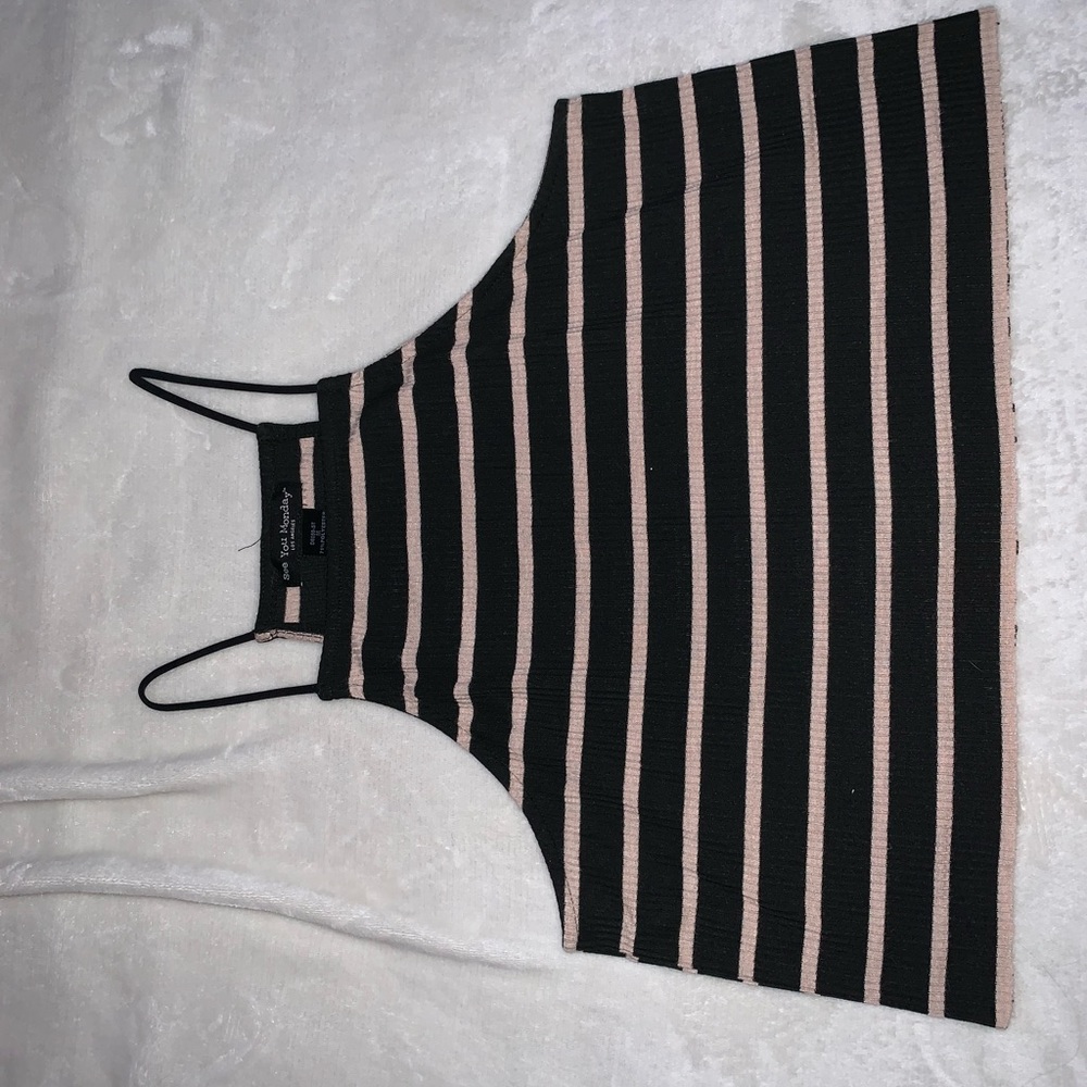Cropped stripped halter top